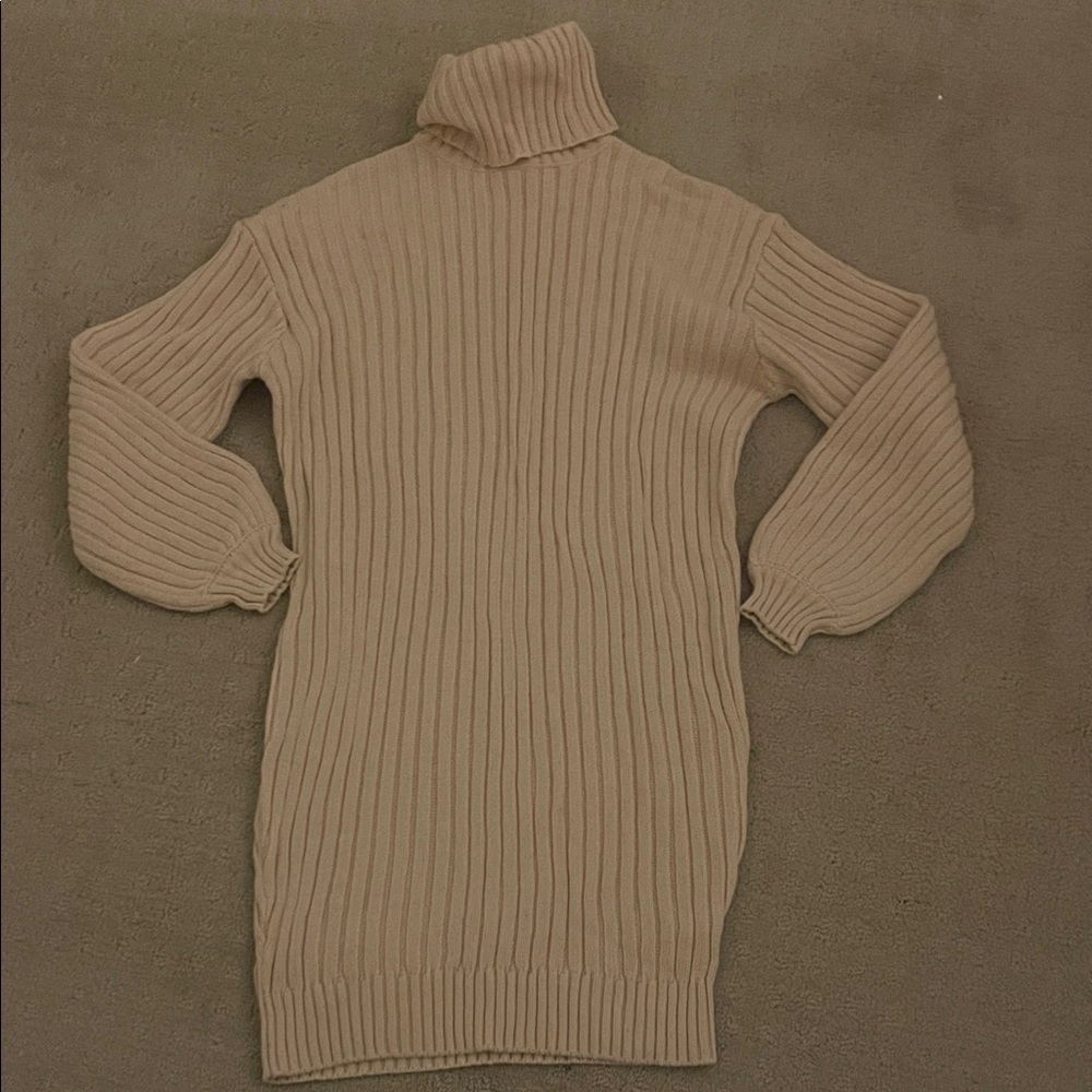 Fashion Nova Beige Ribbed Turtleneck Sweater
